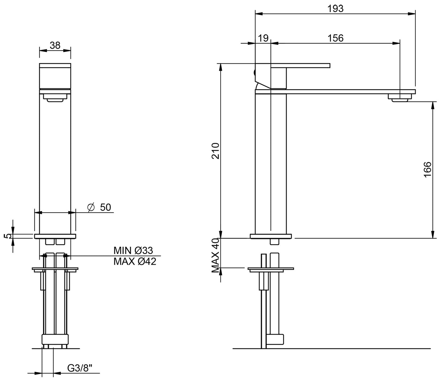 Rubinetterie Treemme 3M 3.6 IT 9A27 IS TS ZZ Miscelatore Monocomando Lavabo 166 Appoggio 1 Leva Monoforo Miscelazione Meccanica Stile Moderno Altezza 210 mm Lunghezza 193 mm Materiale Acciaio Finitura Inox Spazzolato Opaco