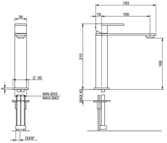 Rubinetterie Treemme 3M 3.6 IT 9A27 IS TS ZZ Miscelatore Monocomando Lavabo 166 Appoggio 1 Leva Monoforo Miscelazione Meccanica Stile Moderno Altezza 210 mm Lunghezza 193 mm Materiale Acciaio Finitura Inox Spazzolato Opaco