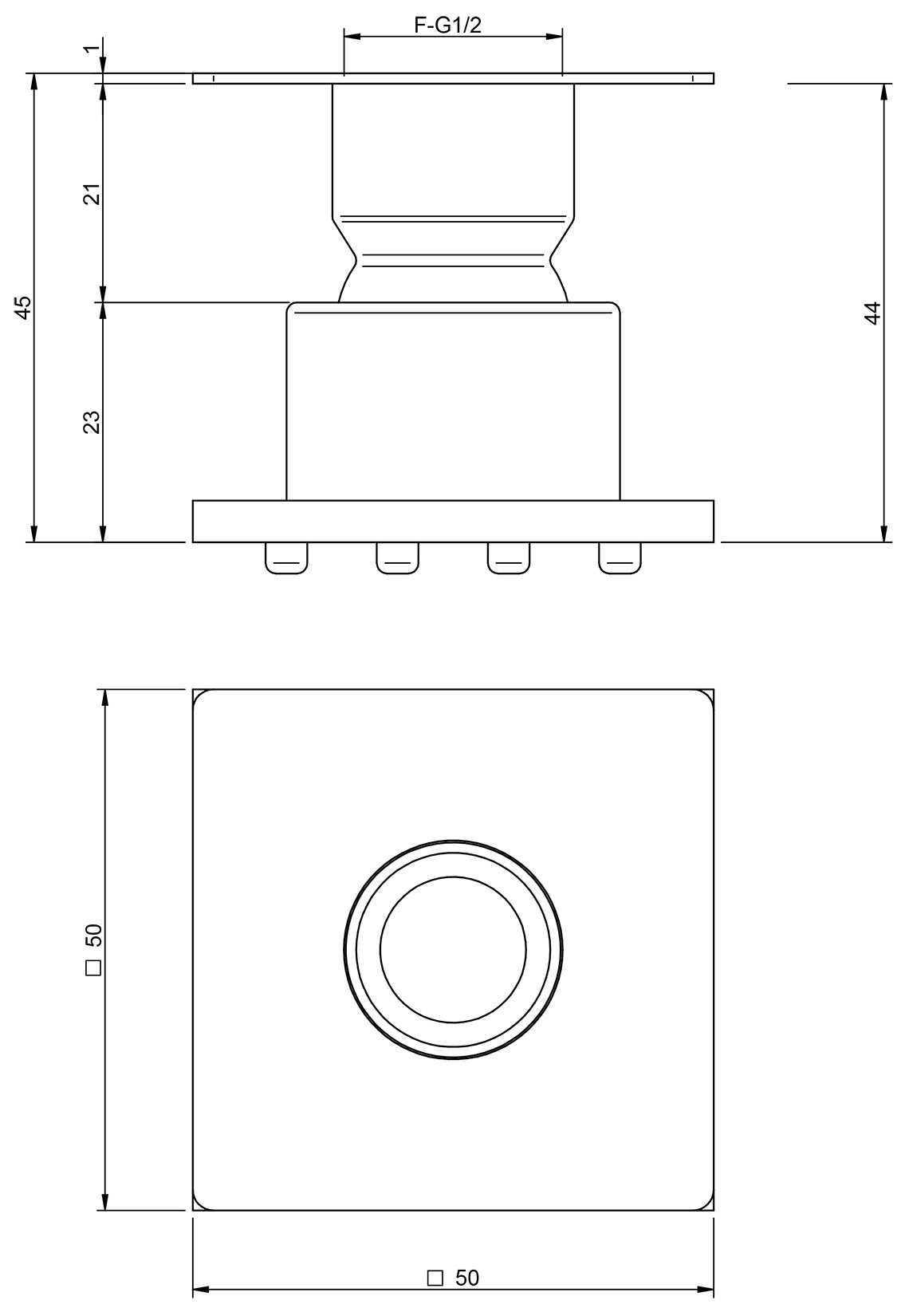 Rubinetterie Treemme 3M 3.6 IT RTBR 255 IS Soffione Doccia Quadrato Laterale A Parete Funzione Acqua Pioggia 50x50 mm Stile Moderno Materiale Acciaio Finitura Inox Spazzolato Opaco Portata Acqua 4 Litri Al Minuto