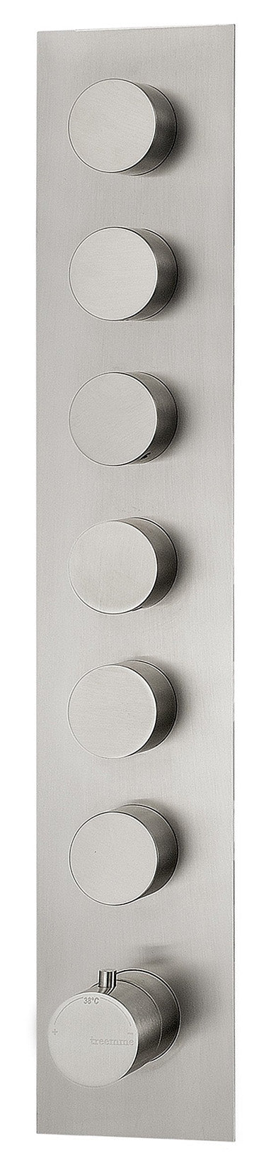 Rubinetterie Treemme 3M 3.6 RWIT 2564 IS 35 + RWIT 7264 ZZ 30 Miscelatore Termostatico Doccia Incasso Parete 6 Uscite 7 Fori Con Piastra Doppio Orientamento Stile Moderno Acciaio Inox Spazzolato Opaco Parte Interna Esterna Incluse