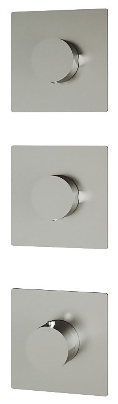 Rubinetterie Treemme 3M 3.6 RWIT 2574 IS 01 + RWIT 7274 ZZ 40 Miscelatore Termostatico Doccia Incasso Parete 2 Uscite 3 Fori Senza Piastra Doppio Orientamento Stile Moderno Acciaio Inox Spazzolato Opaco Parte Interna Esterna Incluse