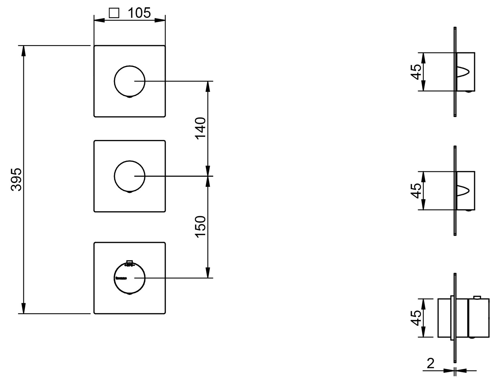 Rubinetterie Treemme 3M 3.6 RWIT 2574 IS 01 + RWIT 7274 ZZ 40 Miscelatore Termostatico Doccia Incasso Parete 2 Uscite 3 Fori Senza Piastra Doppio Orientamento Stile Moderno Acciaio Inox Spazzolato Opaco Parte Interna Esterna Incluse