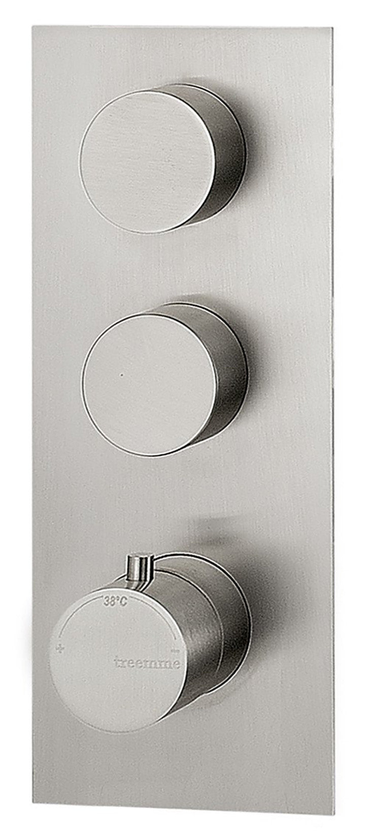 Rubinetterie Treemme 3M 3.6 RWIT 2586 IS 35 + RWIT 7286 ZZ 30 Miscelatore Termostatico Doccia Incasso Parete 2 Uscite 3 Fori Con Piastra Stile Moderno Acciaio Inox Spazzolato Opaco Parte Interna Esterna Incluse