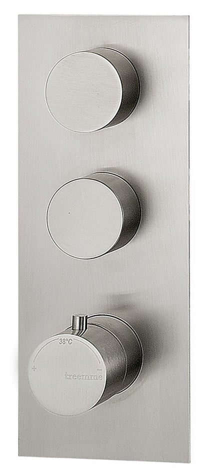 Rubinetterie Treemme 3M 3.6 RWIT 2586 IS 35 + RWIT 7286 ZZ 30 Miscelatore Termostatico Doccia Incasso Parete 2 Uscite 3 Fori Con Piastra Stile Moderno Acciaio Inox Spazzolato Opaco Parte Interna Esterna Incluse