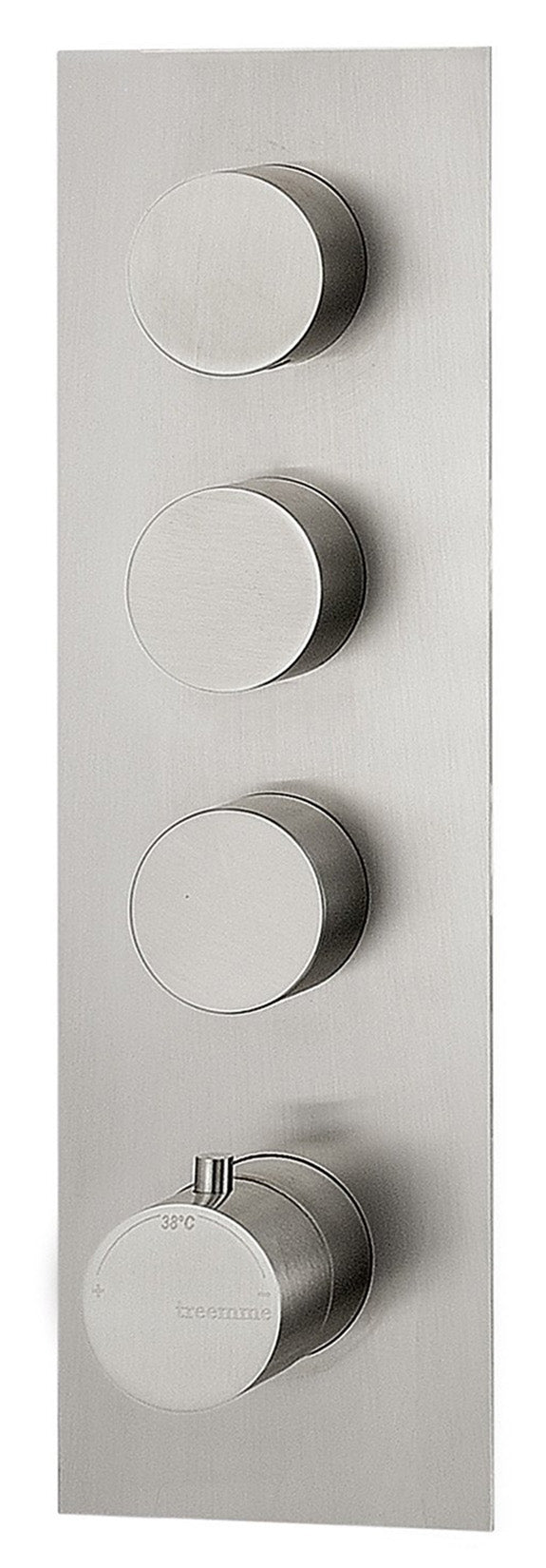Rubinetterie Treemme 3M 3.6 RWIT 2594 IS 03 + RWIT 7294 ZZ 30 Miscelatore Termostatico Doccia Incasso Parete 3 Uscite 4 Fori Con Piastra Doppio Orientamento Stile Moderno Acciaio Inox Spazzolato Opaco Parte Interna Esterna Incluse