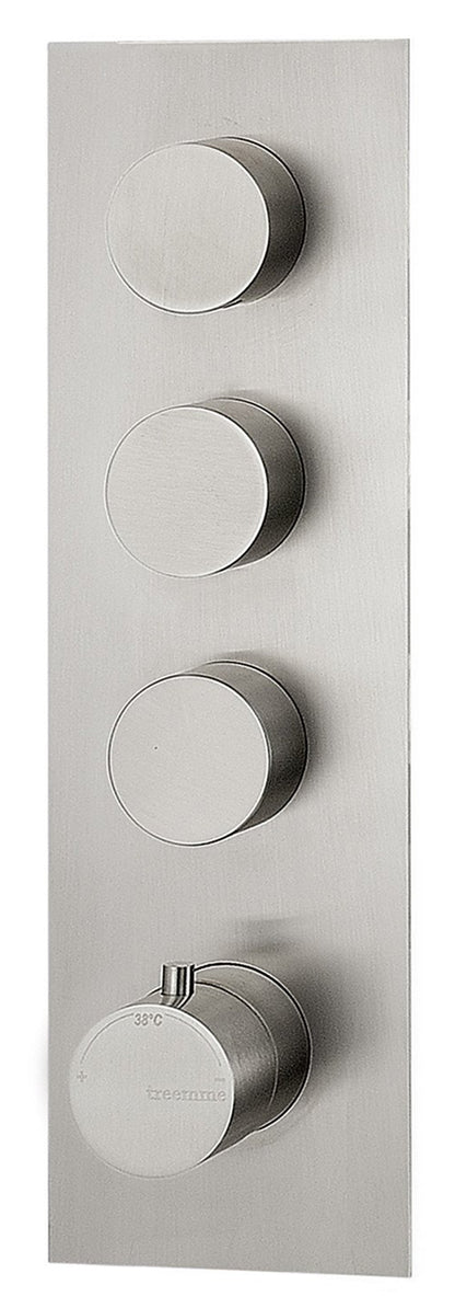 Rubinetterie Treemme 3M 3.6 RWIT 2594 IS 03 + RWIT 7294 ZZ 30 Miscelatore Termostatico Doccia Incasso Parete 3 Uscite 4 Fori Con Piastra Doppio Orientamento Stile Moderno Acciaio Inox Spazzolato Opaco Parte Interna Esterna Incluse