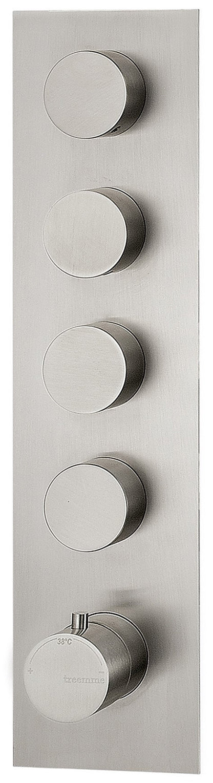 Rubinetterie Treemme 3M 3.6 RWIT 2597 IS 31 + RWIT 7297 ZZ 30 Miscelatore Termostatico Doccia Incasso Parete 4 Uscite 5 Fori Con Piastra Doppio Orientamento Stile Moderno Acciaio Inox Spazzolato Opaco Parte Interna Esterna Incluse