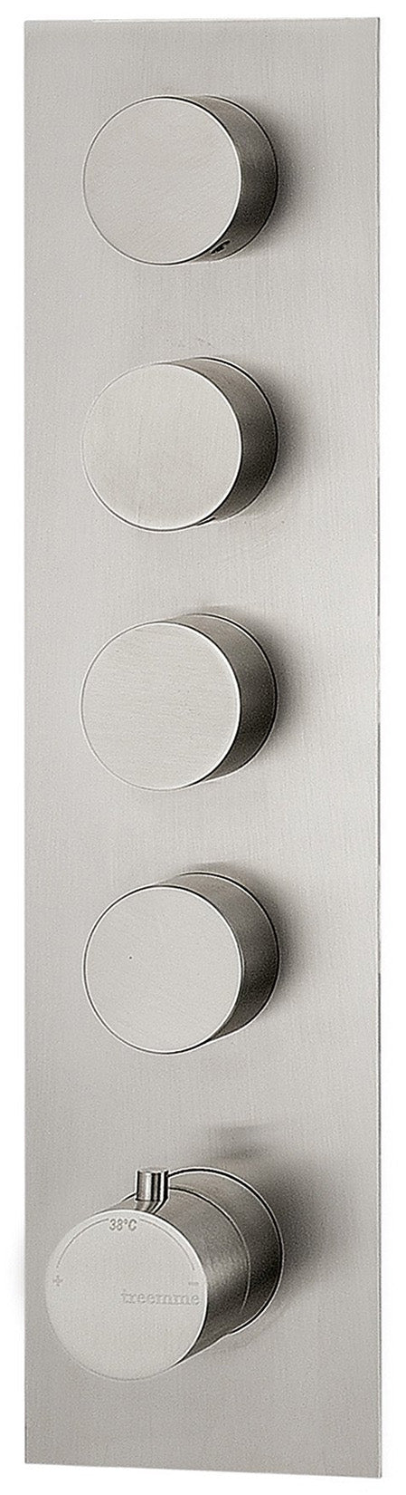 Rubinetterie Treemme 3M 3.6 RWIT 2597 IS 31 + RWIT 7297 ZZ 30 Miscelatore Termostatico Doccia Incasso Parete 4 Uscite 5 Fori Con Piastra Doppio Orientamento Stile Moderno Acciaio Inox Spazzolato Opaco Parte Interna Esterna Incluse