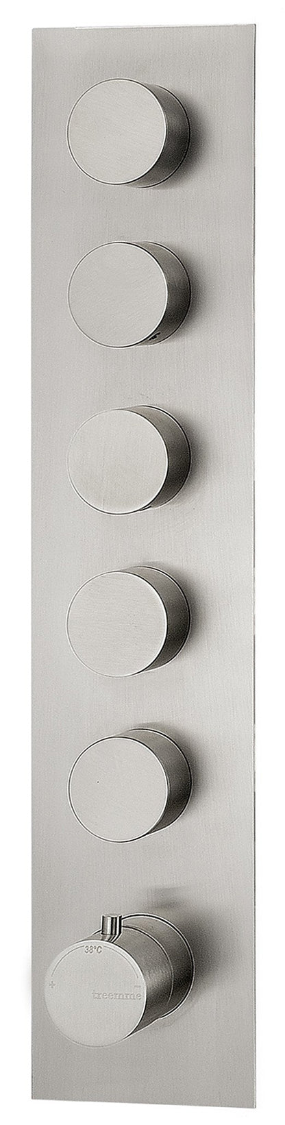 Rubinetterie Treemme 3M 3.6 RWIT 2598 IS 35 + RWIT 7298 ZZ 30 Miscelatore Termostatico Doccia Incasso Parete 5 Uscite 6 Fori Con Piastra Doppio Orientamento Stile Moderno Acciaio Inox Spazzolato Opaco Parte Interna Esterna Incluse