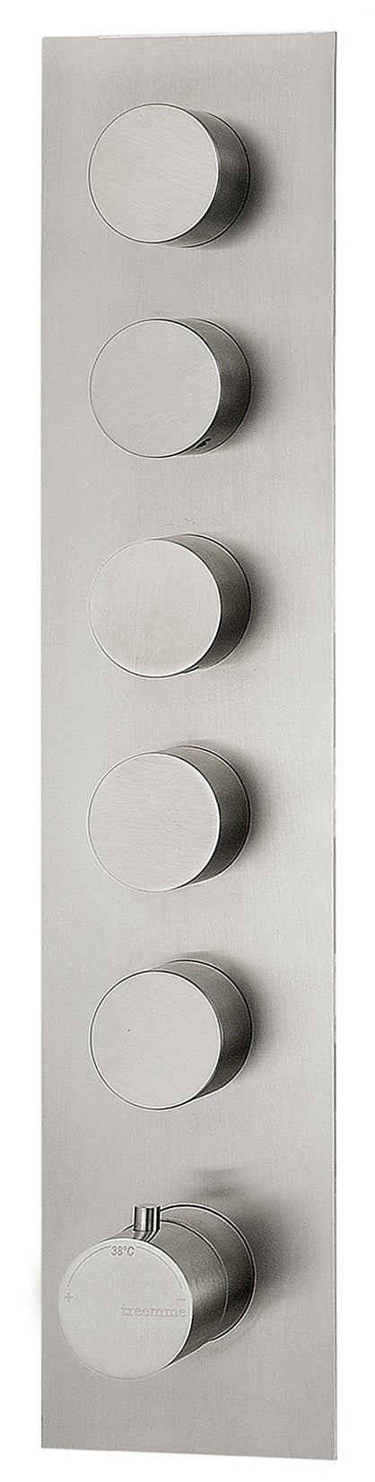 Rubinetterie Treemme 3M 3.6 RWIT 2598 IS 35 + RWIT 7298 ZZ 30 Miscelatore Termostatico Doccia Incasso Parete 5 Uscite 6 Fori Con Piastra Doppio Orientamento Stile Moderno Acciaio Inox Spazzolato Opaco Parte Interna Esterna Incluse
