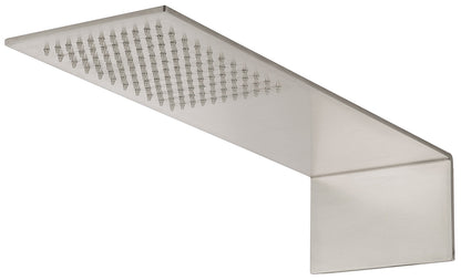 Rubinetterie Treemme 3M 3.6 RWIT 2847 IS 01 Soffione Doccia A Parete Forma L Mensola Rettangolare Con Funzione Pioggia 150 Misura 460x150 mm Stile Moderno Acciaio Finitura Inox Spazzolato Opaco