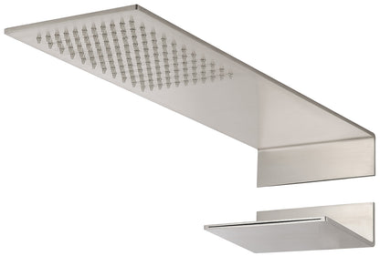 Rubinetterie Treemme 3M 3.6 RWIT 2847 IS 42 Soffione Doccia A Parete Forma C Mensola Rettangolare Con Funzioni Pioggia e Cascata 150 Misura 460x150 mm Stile Moderno Acciaio Finitura Inox Spazzolato Opaco