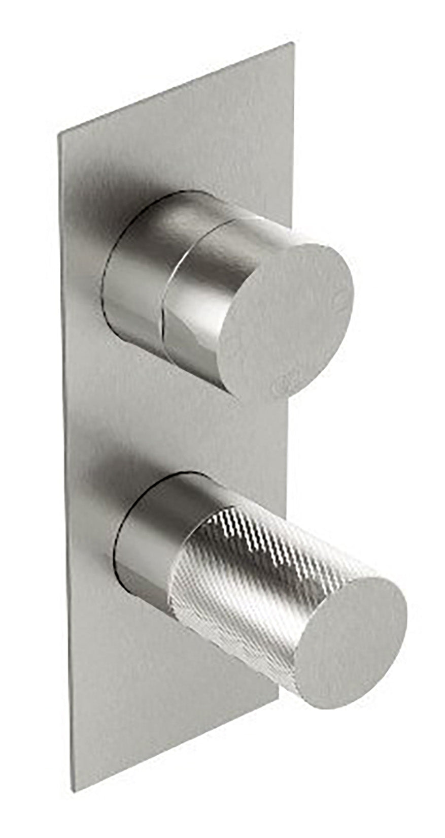 Rubinetterie Treemme 3M 3.6 RWIT 9AA2 IS 02 + RWIT 22A2 ZZ 01 Miscelatore Monocomando Doccia Incasso Parete Meccanico Deviatore 2 Vie Due Fori 1 Manopola Piastra Verticale Staffa Cartongesso Acciaio Inox Spazzolato Opaco Parte Interna Esterna Incluse