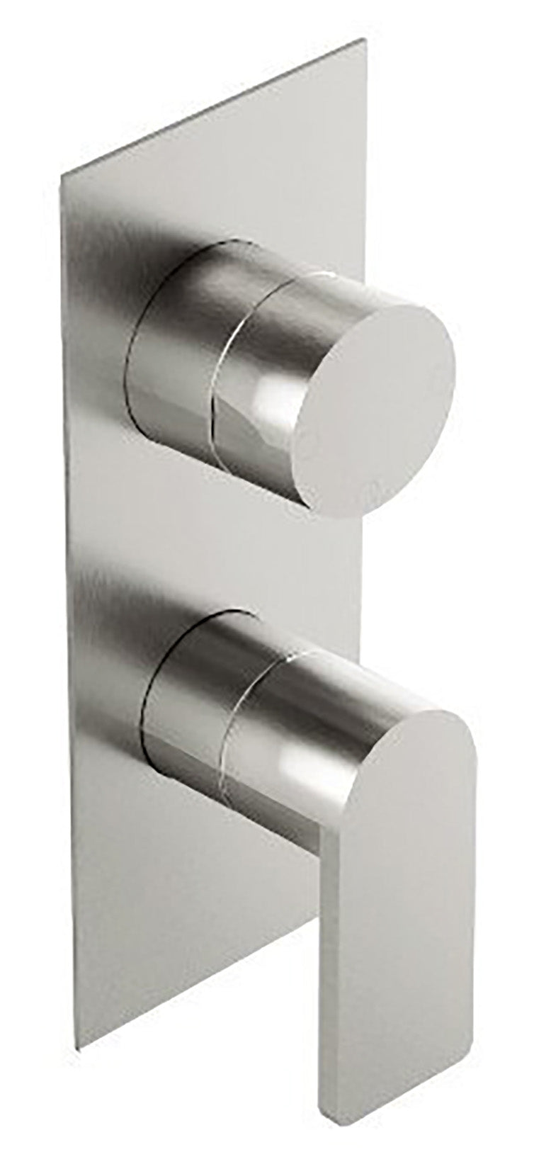 Rubinetterie Treemme 3M 3.6 RWIT 9AA3 IS 01 + RWIT 22A2 ZZ 01 Miscelatore Monocomando Doccia Incasso Parete Meccanico Deviatore 3 Vie Due Fori 1 Leva Con Piastra Verticale Staffa Cartongesso Acciaio Inox Spazzolato Opaco Parte Interna Esterna Incluse