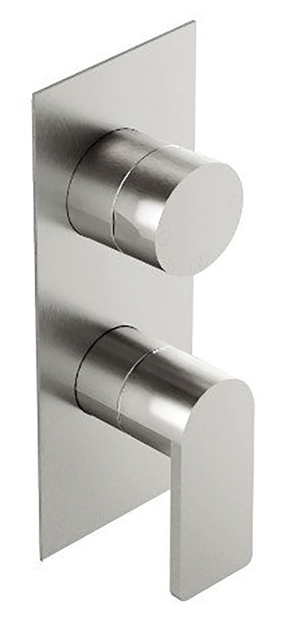 Rubinetterie Treemme 3M 3.6 RWIT 9AA3 IS 01 + RWIT 22A2 ZZ 01 Miscelatore Monocomando Doccia Incasso Parete Meccanico Deviatore 3 Vie Due Fori 1 Leva Con Piastra Verticale Staffa Cartongesso Acciaio Inox Spazzolato Opaco Parte Interna Esterna Incluse