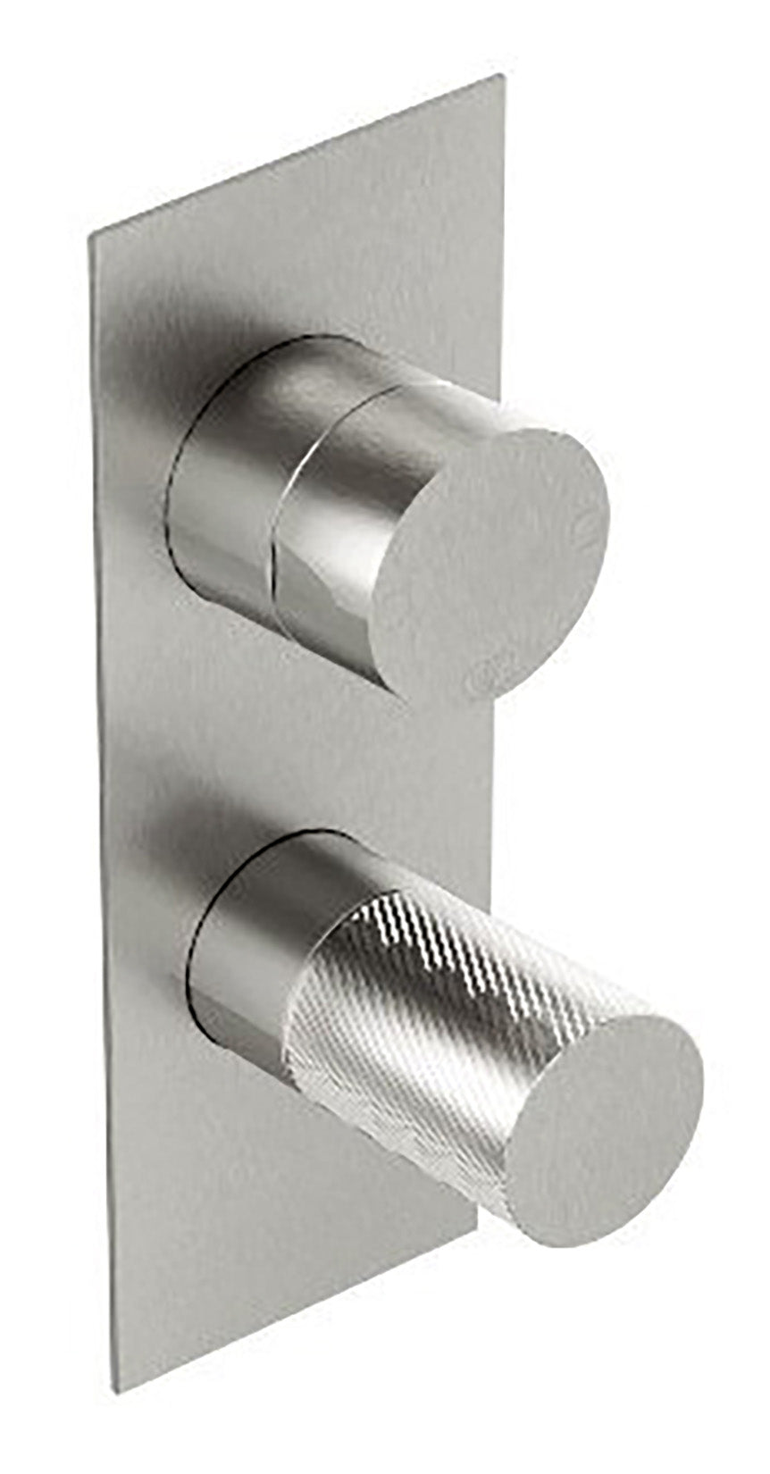 Rubinetterie Treemme 3M 3.6 RWIT 9AA3 IS 02 + RWIT 22A2 ZZ 01 Miscelatore Monocomando Doccia Incasso Parete Meccanico Deviatore 3 Vie Due Fori 1 Manopola Con Piastra Verticale Staffa Cartongesso Acciaio Inox Spazzolato Opaco Parte Interna Esterna Incluse