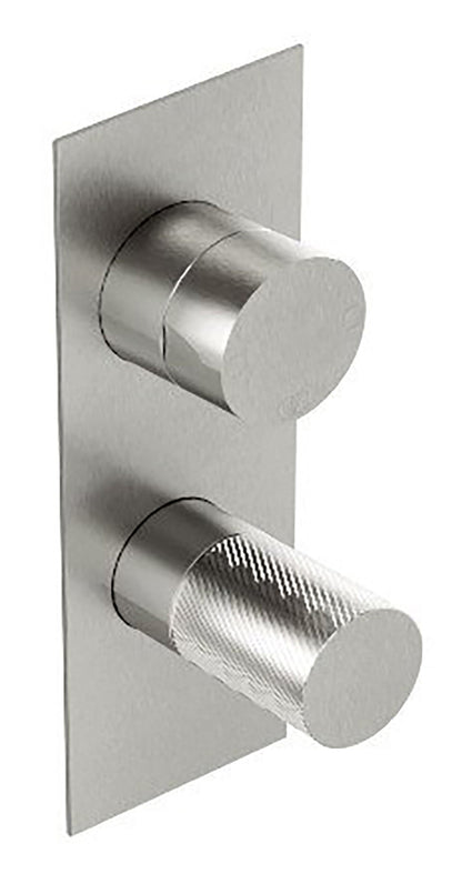 Rubinetterie Treemme 3M 3.6 RWIT 9AA3 IS 02 + RWIT 22A2 ZZ 01 Miscelatore Monocomando Doccia Incasso Parete Meccanico Deviatore 3 Vie Due Fori 1 Manopola Con Piastra Verticale Staffa Cartongesso Acciaio Inox Spazzolato Opaco Parte Interna Esterna Incluse
