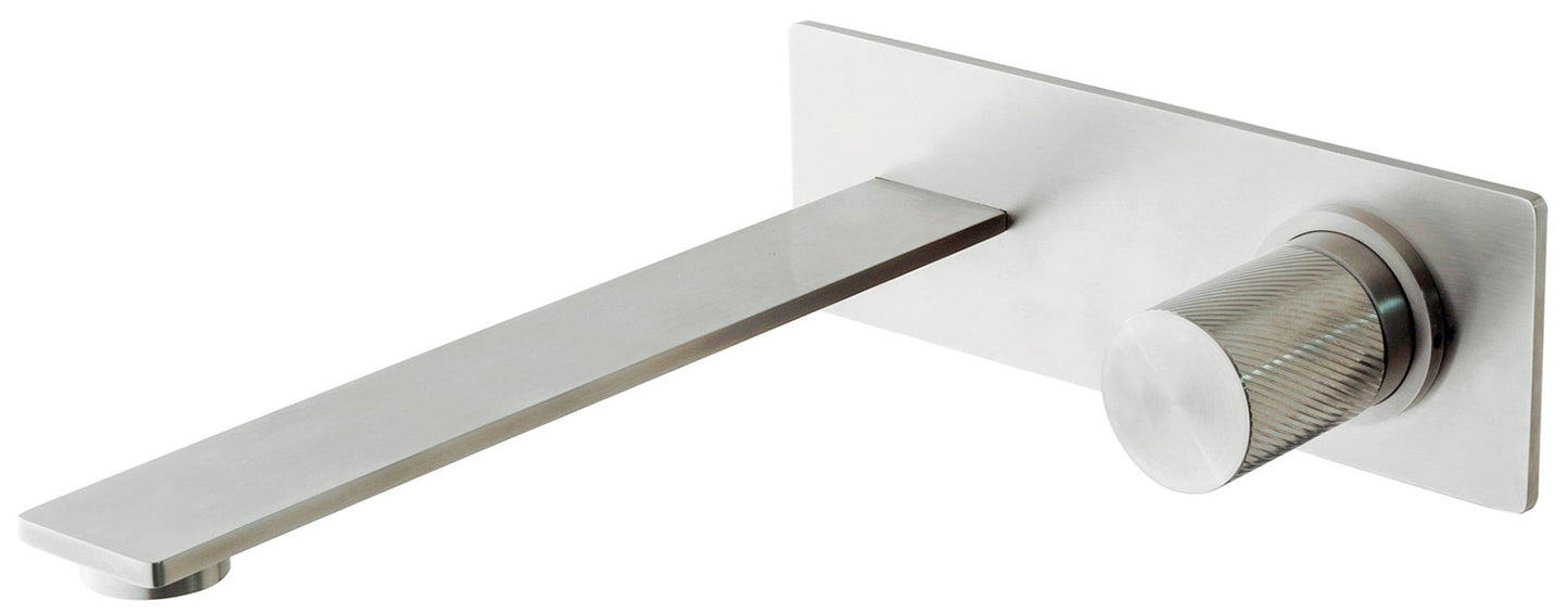 Rubinetterie Treemme 3M 3.6 RWIT 9AA6 IS 21 + RWIT 51A5 ZZ 01 Miscelatore Monocomando Lavabo Incasso 230 a Muro 1 Manopola 2 Fori Meccanico Moderno Lunghezza 250 mm Con Piastra Staffa Cartongesso Acciaio Inox Spazzolato Opaco Parte Interna Esterna Incluse