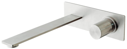 Rubinetterie Treemme 3M 3.6 RWIT 9AA6 IS 21 + RWIT 51A5 ZZ 01 Miscelatore Monocomando Lavabo Incasso 230 a Muro 1 Manopola 2 Fori Meccanico Moderno Lunghezza 250 mm Con Piastra Staffa Cartongesso Acciaio Inox Spazzolato Opaco Parte Interna Esterna Incluse