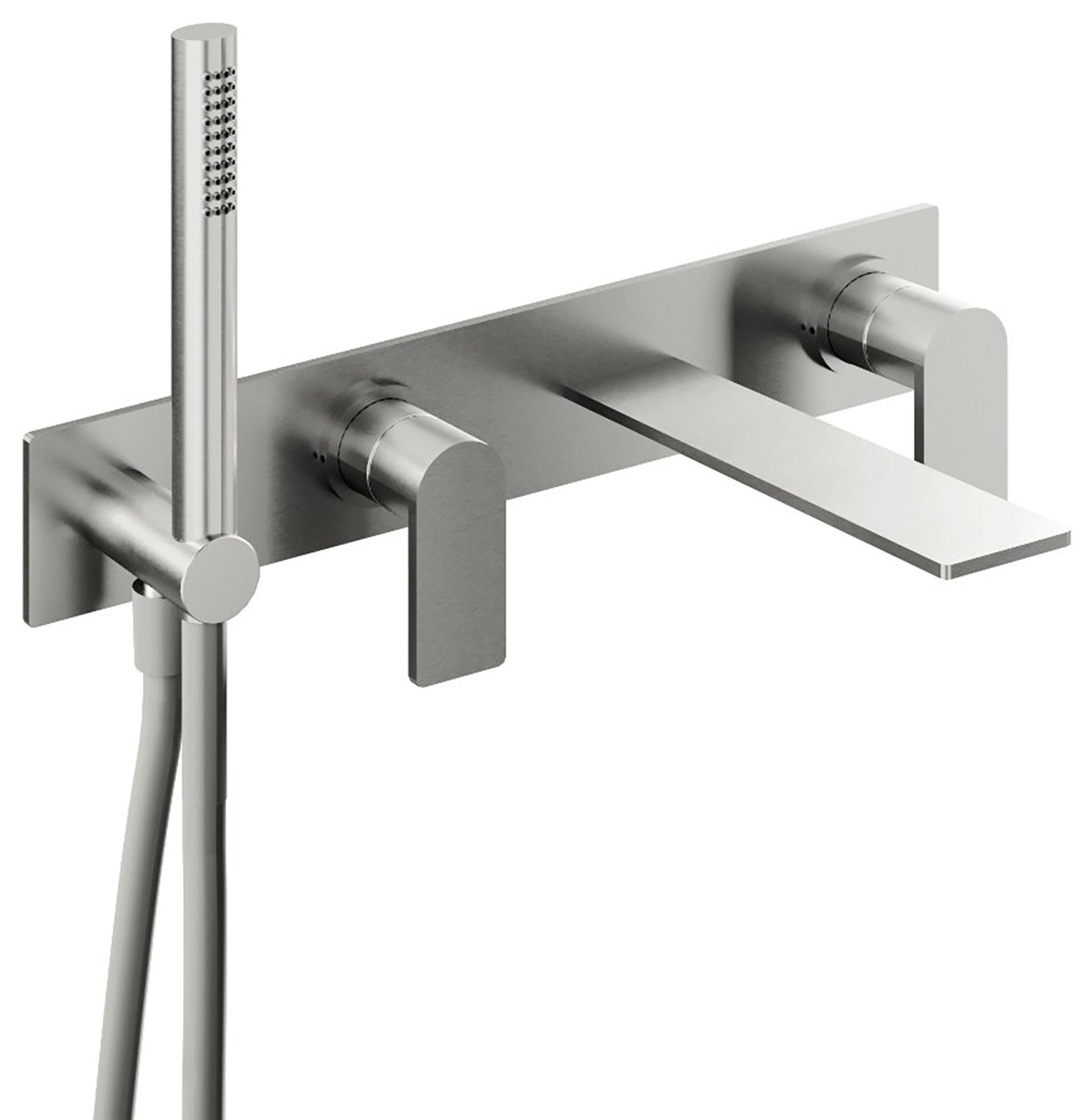 Rubinetterie Treemme 3M 3.6 RWIT 9AD7 IS 03 + RWIT 51D7 ZZ 12 Miscelatore Vasca / Doccia Incasso Parete Monocomando Meccanico 4 Fori Piastra Staffa Cartongesso Doccetta 2 Leve Stile Moderno Acciaio Inox Flessibile PVC Parte Interna Esterna Inclusa