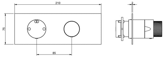 Rubinetterie Treemme 3M 3.6 RWIT 9AE2 IS 02 + RWIT 22A2 ZZ 01 Miscelatore Monocomando Doccia Incasso Parete Meccanico Deviatore 2 Vie Due Fori 1 Manopola Piastra Orizzontale Staffa Cartongesso Acciaio Inox Spazzolato Opaco Parte Interna Esterna Incluse