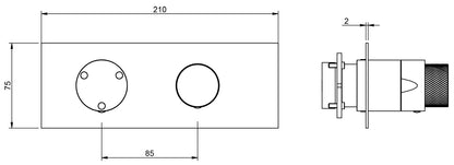 Rubinetterie Treemme 3M 3.6 RWIT 9AE3 IS 02 + RWIT 22A2 ZZ 01 Miscelatore Monocomando Doccia Incasso Parete Meccanico Deviatore 3 Vie Due Fori 1 Manopola Piastra Orizzontale Staffa Cartongesso Acciaio Inox Spazzolato Opaco Parte Interna Esterna Incluse