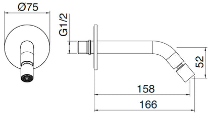 Rubinetterie Treemme 40MM Bocca Getto Erogazione Acqua Per Bidet A Muro 158 mm Stile Moderno Materiale Acciaio Finitura Acciaio Spazzolato Opaco Inox