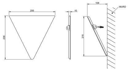 Rubinetterie Treemme 3M 40mm IT 1Z36 BB ZZ ZZ Ripiano Angolare Doccia Per Bagno Forma Triangolo Installazione A Parete Misura 250x238 mm Materiale Pom C Finitura Bianco