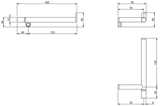 Rubinetterie Treemme 3M 40mm IT 4Z01 IS ZZ ZZ Portacarta Per Bagno Installazione A Parete Versione Sinistra Lunghezza 162 mm Materiale Acciaio Finitura Inox Spazzolato Opaco