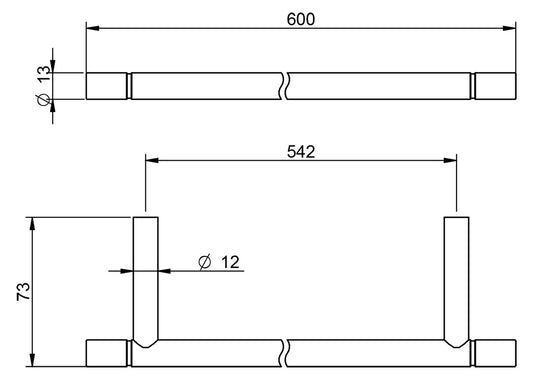 Rubinetterie Treemme 3M 40mm IT 4Z05 IS ZZ ZZ Portasalviette Per Bagno Installazione A Parete Lunghezza 60 cm Profondità 7,3 cm Materiale Acciaio Finitura Inox Spazzolato Opaco