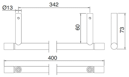 Rubinetterie Treemme 3M 40mm IT 4Z06 IS ZZ ZZ Portasalviette Per Bagno Installazione A Parete Lunghezza 40 cm Profondità 7,3 cm Materiale Acciaio Finitura Inox Spazzolato Opaco