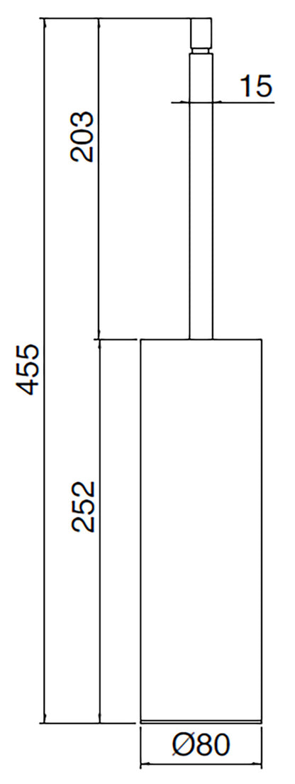 Rubinetterie Treemme 3M 40mm IT 4Z13 IS ZZ ZZ Portascopino Per Bagno Installazione A Parete Altezza 455 mm Diametro Ø80 mm Materiale Acciaio Finitura Inox Spazzolato Opaco