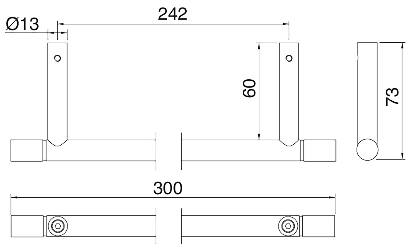 Rubinetterie Treemme 3M 40mm IT 4Z24 IS ZZ ZZ Portasalviette Per Bagno Installazione A Parete Lunghezza 30 cm Profondità 7,3 cm Materiale Acciaio Finitura Inox Spazzolato Opaco