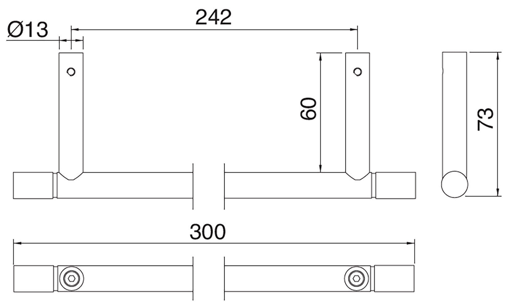 Rubinetterie Treemme 3M 40mm IT 4Z24 IS ZZ ZZ Portasalviette Per Bagno Installazione A Parete Lunghezza 30 cm Profondità 7,3 cm Materiale Acciaio Finitura Inox Spazzolato Opaco