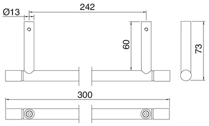 Rubinetterie Treemme 3M 40mm IT 4Z24 IS ZZ ZZ Portasalviette Per Bagno Installazione A Parete Lunghezza 30 cm Profondità 7,3 cm Materiale Acciaio Finitura Inox Spazzolato Opaco