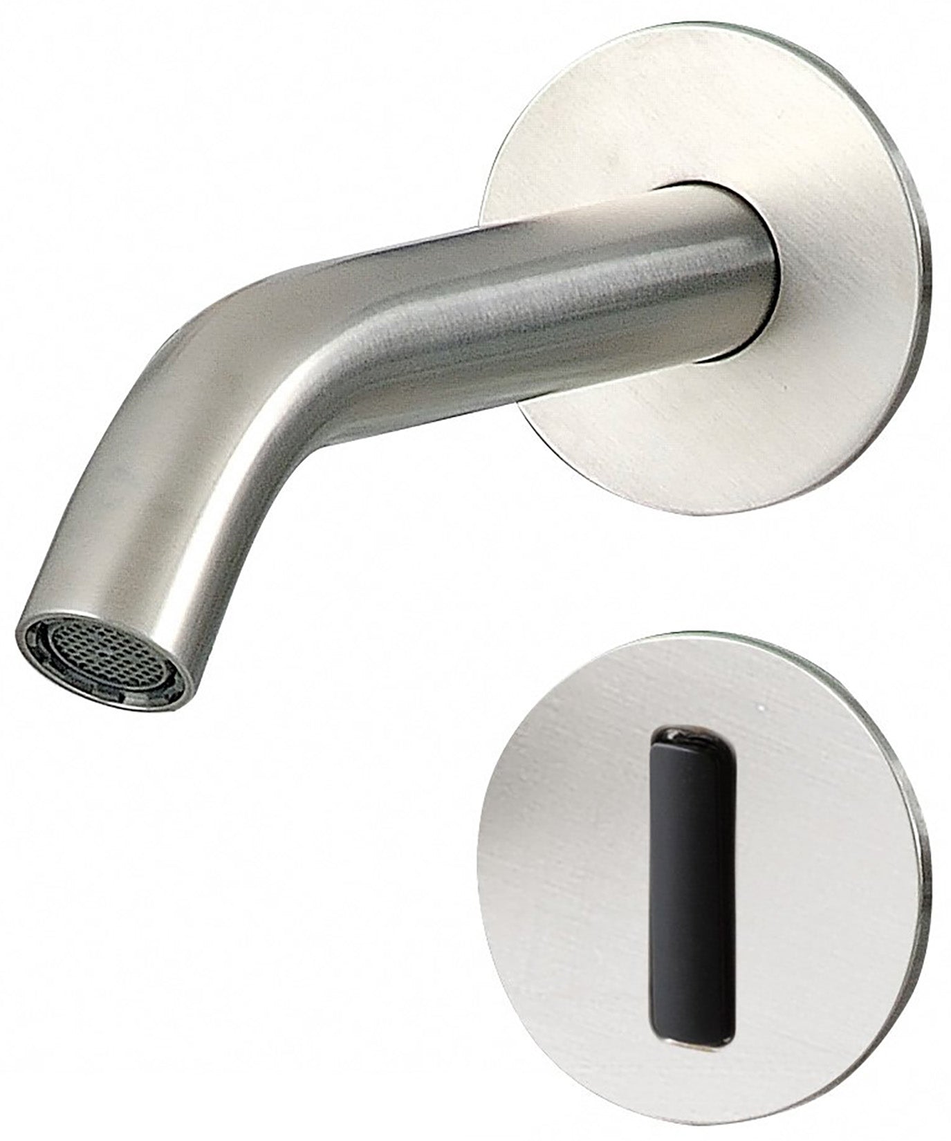 Rubinetterie Treemme 3M Electronic Washbasin Tap RWIT 1395 IS 02 + RWIT 1395 ZZ 01 Rubinetto Elettronico Con Fotocellula Per Lavabo 154 Parete 2 Fori Batteria Standard Solo Acqua Fredda Lunghezza 162 mm Parte Interna Esterna Incluse Acciaio Inox