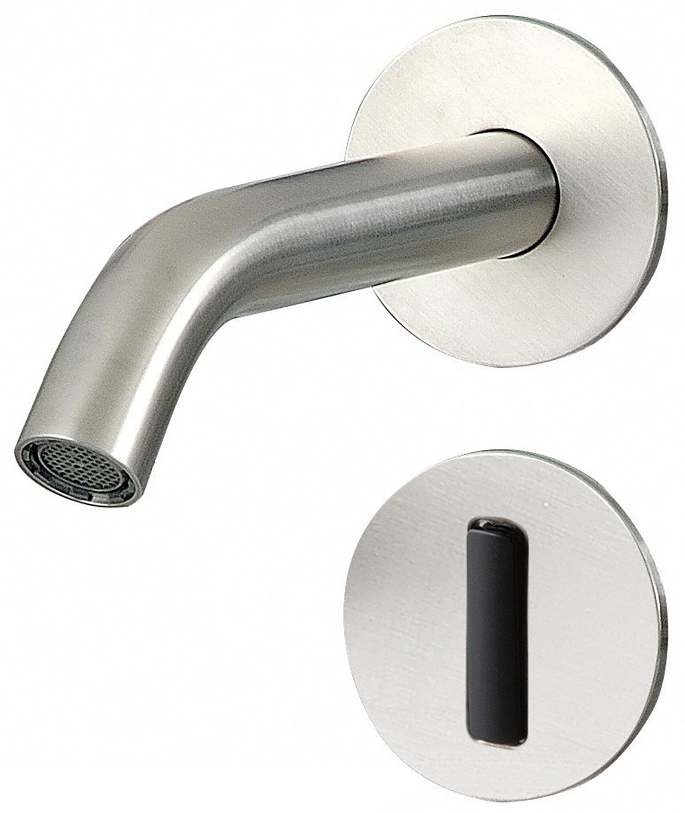 Rubinetterie Treemme 3M Electronic Washbasin Tap RWIT 1395 IS EL + RWIT 1395 ZZ 01 Rubinetto Elettronico Con Fotocellula Per Lavabo 154 Parete 2 Fori Elettrico Standard Solo Acqua Fredda Lunghezza 162 mm Parte Interna Esterna Incluse Acciaio Inox