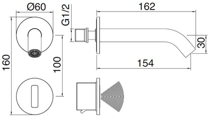 Rubinetterie Treemme 3M Electronic Washbasin Tap RWIT 1395 IS EL + RWIT 1395 ZZ 01 Rubinetto Elettronico Con Fotocellula Per Lavabo 154 Parete 2 Fori Elettrico Standard Solo Acqua Fredda Lunghezza 162 mm Parte Interna Esterna Incluse Acciaio Inox