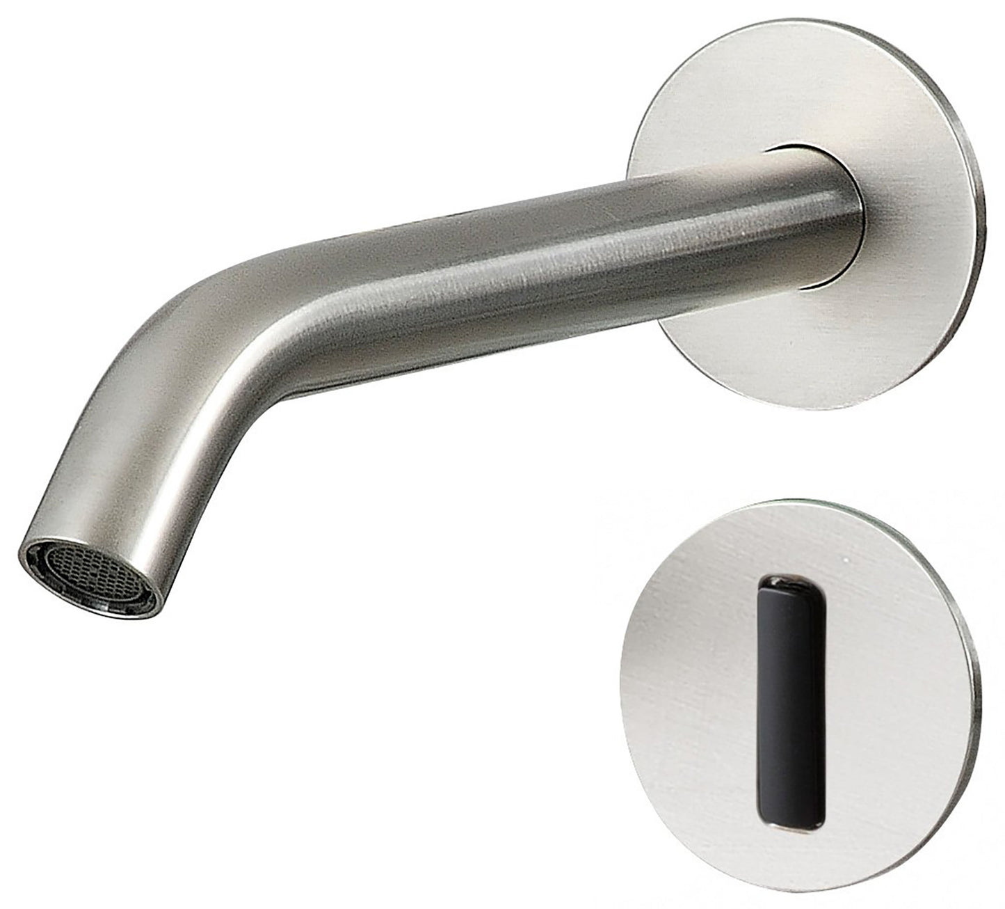 Rubinetterie Treemme 3M Electronic Washbasin Tap RWIT 1396 IS 02 + RWIT 1395 ZZ MX Rubinetto Elettronico Con Fotocellula Per Lavabo 204 Parete 2 Fori Batteria Miscelazione Termostatica Lunghezza 212 mm Parte Interna Esterna Incluse Acciaio Inox