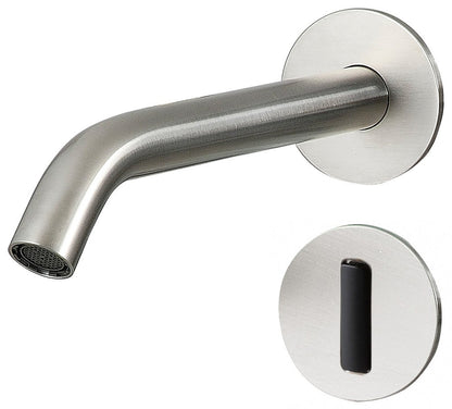 Rubinetterie Treemme 3M Electronic Washbasin Tap RWIT 1396 IS 02 + RWIT 1395 ZZ MX Rubinetto Elettronico Con Fotocellula Per Lavabo 204 Parete 2 Fori Batteria Miscelazione Termostatica Lunghezza 212 mm Parte Interna Esterna Incluse Acciaio Inox