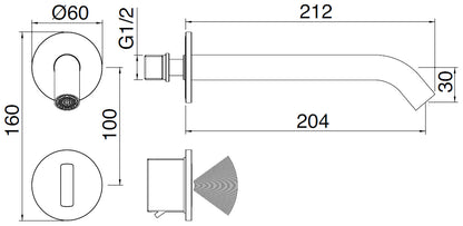Rubinetterie Treemme 3M Electronic Washbasin Tap RWIT 1396 IS EL + RWIT 1395 ZZ 01 Rubinetto Elettronico Con Fotocellula Per Lavabo 204 Parete 2 Fori Elettrico Standard Solo Acqua Fredda Lunghezza 212 mm Parte Interna Esterna Incluse Acciaio Inox