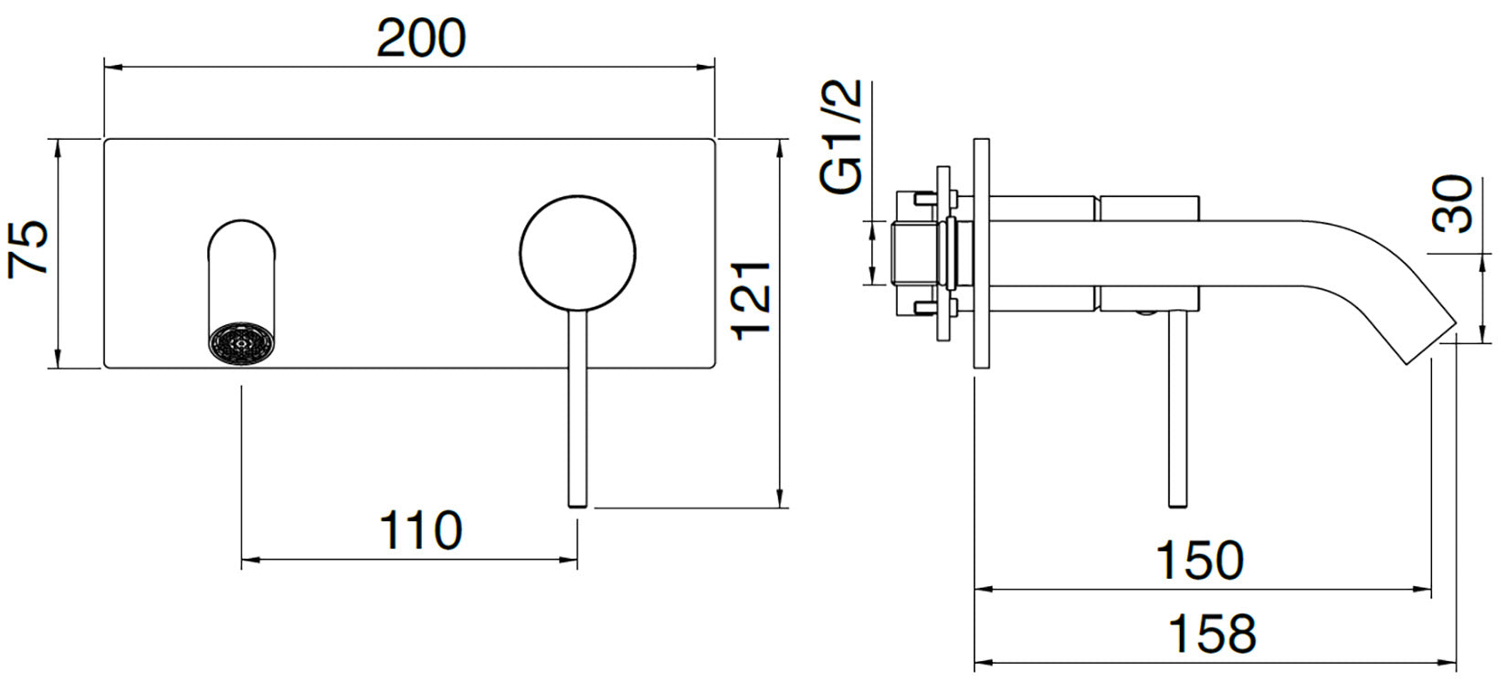 Rubinetterie Treemme 40MM Miscelatore Monocomando Lavabo Incasso A Muro 150 mm 2 Fori Con Piastra Stile Moderno Materiale Acciaio Finitura Acciaio Spazzolato Opaco Inox Parte Interna Esterna Incluse