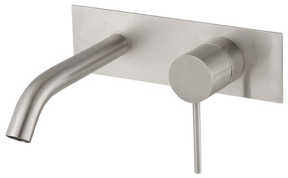 Rubinetterie Treemme 3M 40mm RWIT 13A5 IS BC + RWIT 51A5 ZZ 01 Miscelatore Lavabo Incasso 100 Muro 1 Leva Destra Meccanico 2 Fori Moderno Lunghezza 111 mm Piastra Orizzontale Staffa Cartongesso Acciaio Inox Spazzololato Opaco Parte Interna Esterna Incluse