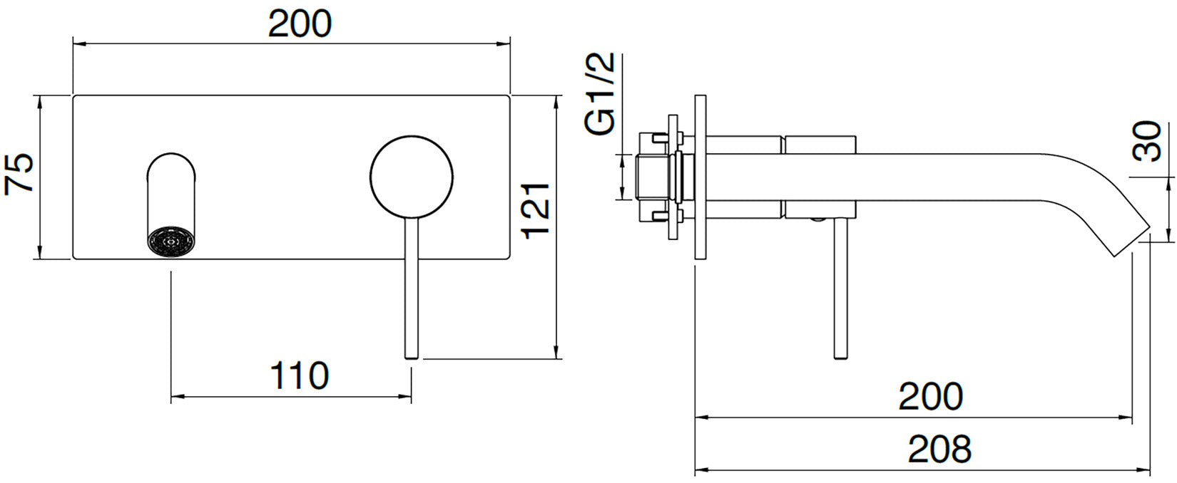 Rubinetterie Treemme 40MM Miscelatore Monocomando Lavabo Incasso A Muro 200 mm 2 Fori Con Piastra Stile Moderno Materiale Acciaio Finitura Acciaio Spazzolato Opaco Inox Parte Interna Esterna Incluse