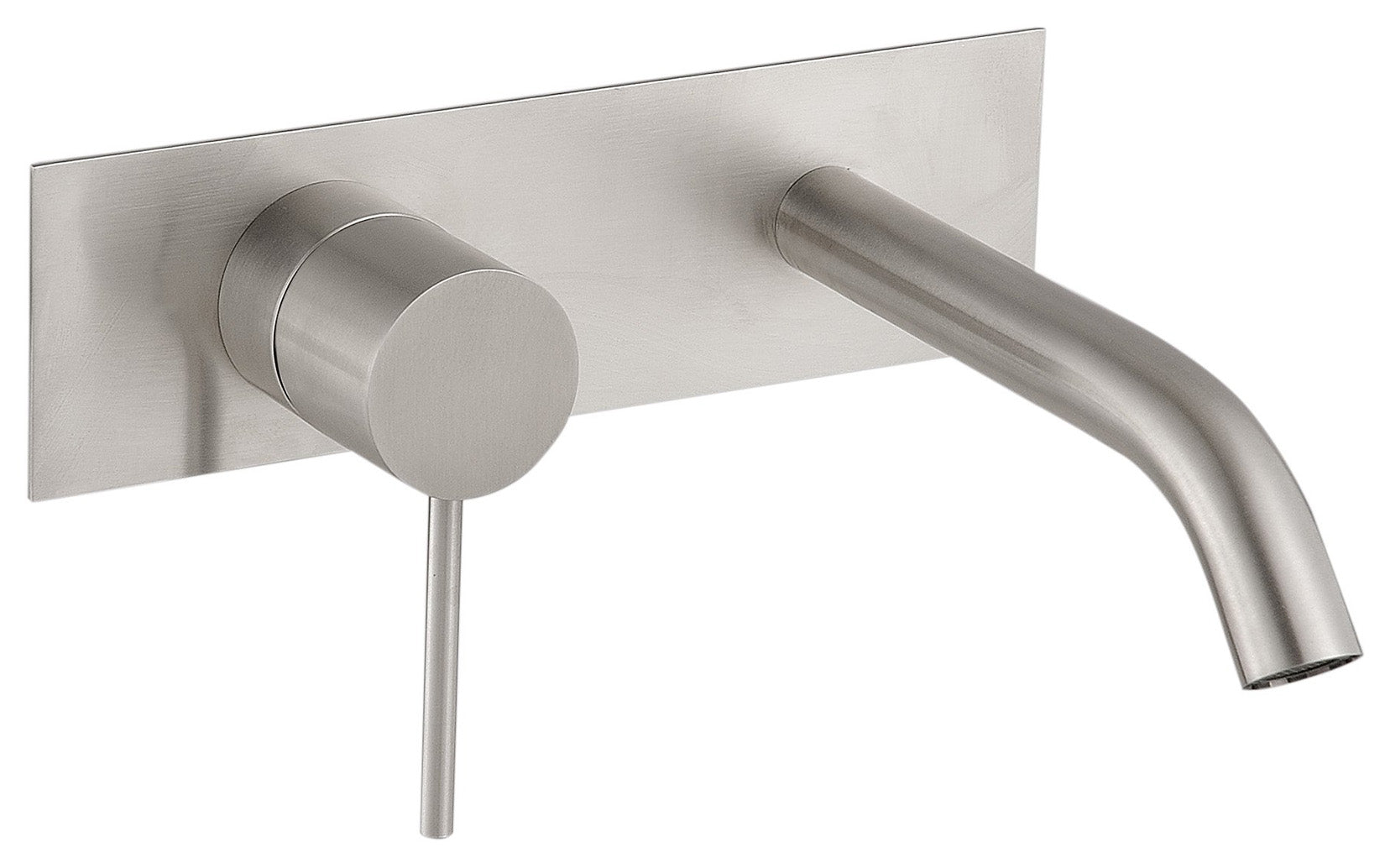 Rubinetterie Treemme 3M 40mm RWIT 13A7 IS 02 + RWIT 51A5 ZZ 01 Miscelatore Lavabo Incasso 150 Muro 1 Leva SX 2 Fori Meccanico Moderno Lunghezza 158 mm Piastra Orizzontale Staffa Cartongesso Acciaio Inox Spazzolato Opaco Parte Interna Esterna Incluse