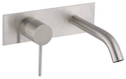 Rubinetterie Treemme 3M 40mm RWIT 13A7 IS BC + RWIT 51A5 ZZ 01 Rubinetto Lavabo Incasso 100 Muro 1 Leva Sinistra Meccanico 2 Fori Moderno Lunghezza 111 mm Piastra Orizzontale Staffa Cartongesso Acciaio Inox Spazzololato Opaco Parte Interna Esterna Incluse