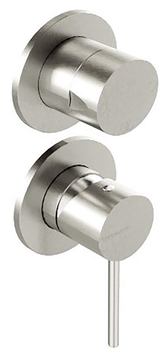 Rubinetterie Treemme 3M 40mm RWIT 13C3 IS 02 + RWIT 22A2 ZZ 01 Miscelatore Monocomando Doccia Incasso Muro Meccanico Deviatore 3 Vie 2 Fori 1 Leva Posizione Verticale Staffa Cartongesso Acciaio Inox Spazzolato Opaco Parte Interna Esterna Incluse