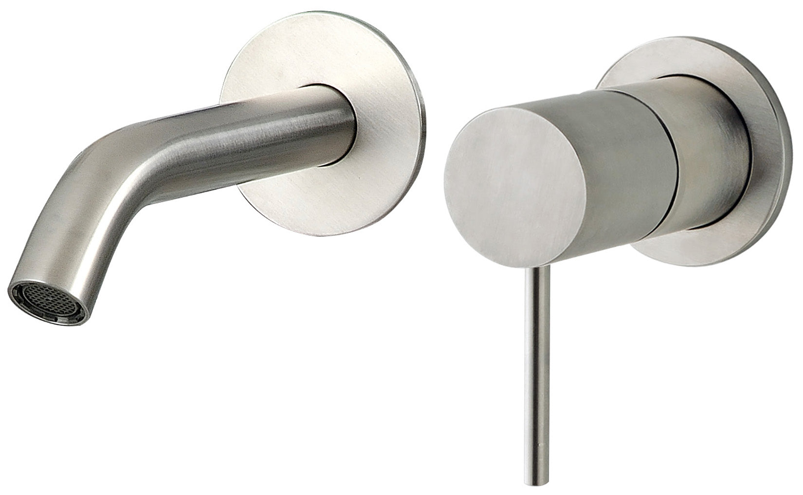 Rubinetterie Treemme 3M 40mm RWIT 13C5 IS BC + RWIT 51A5 ZZ 01 Miscelatore Lavabo Incasso 100 Muro 1 Leva Destra Meccanico 2 Fori Moderno Lunghezza 111 mm Orizzontale Staffa Cartongesso Acciaio Inox Spazzololato Opaco Parte Interna Esterna Incluse