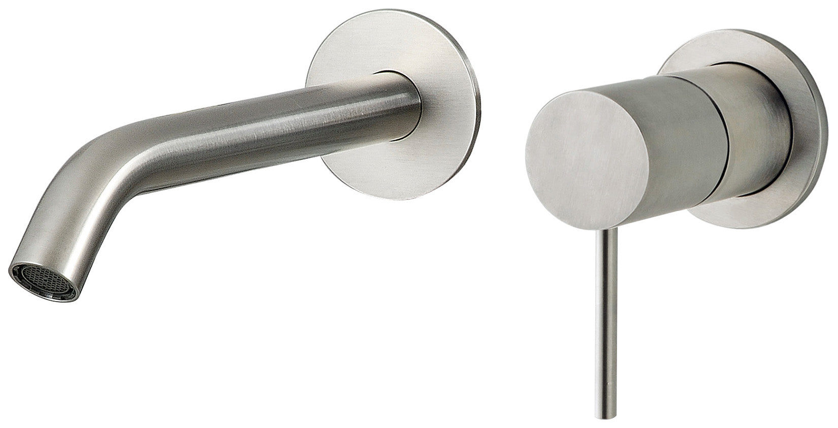 Rubinetterie Treemme 40MM Miscelatore Monocomando Lavabo Incasso A Muro 200 mm 2 Fori Stile Moderno Senza Piastra Materiale Acciaio Finitura Acciaio Spazzolato Opaco Inox Parte Interna Esterna Incluse