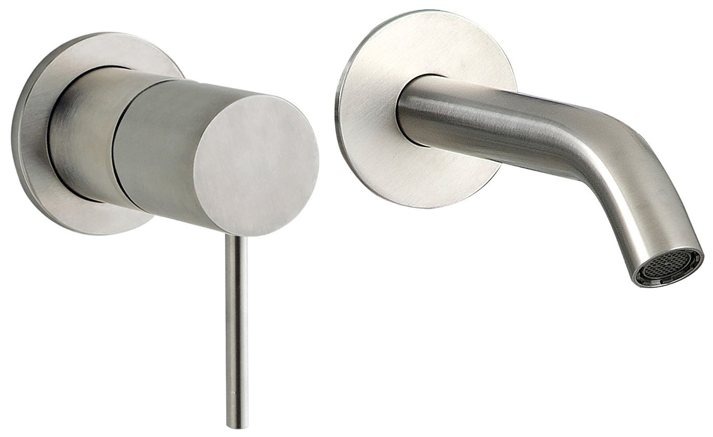 Rubinetterie Treemme 3M 40mm RWIT 13C7 IS BC + RWIT 51A5 ZZ 01 Miscelatore Lavabo Incasso 100 Muro 1 Leva Sinistra Meccanico 2 Fori Moderno Lunghezza 110 mm Orizzontale Staffa Cartongesso Acciaio Inox Spazzololato Opaco Parte Interna Esterna Incluse